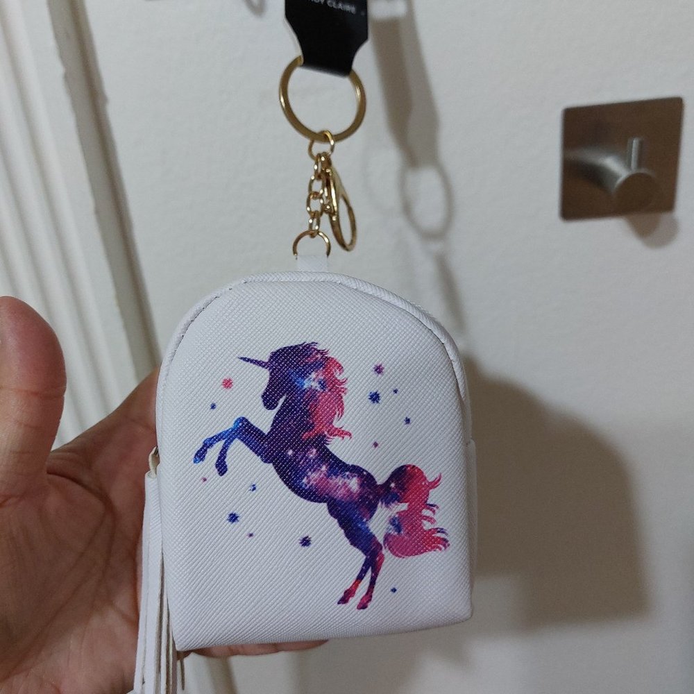 Cute Cindy Claire Clip On UNICORN Handbag Keychain Mini Bag Coin Purse Pouch